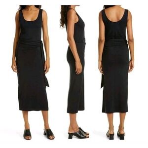 VINCE  Wrap-effect Jersey black Summer Midi Dress